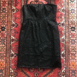 J crew strapless black lace dress